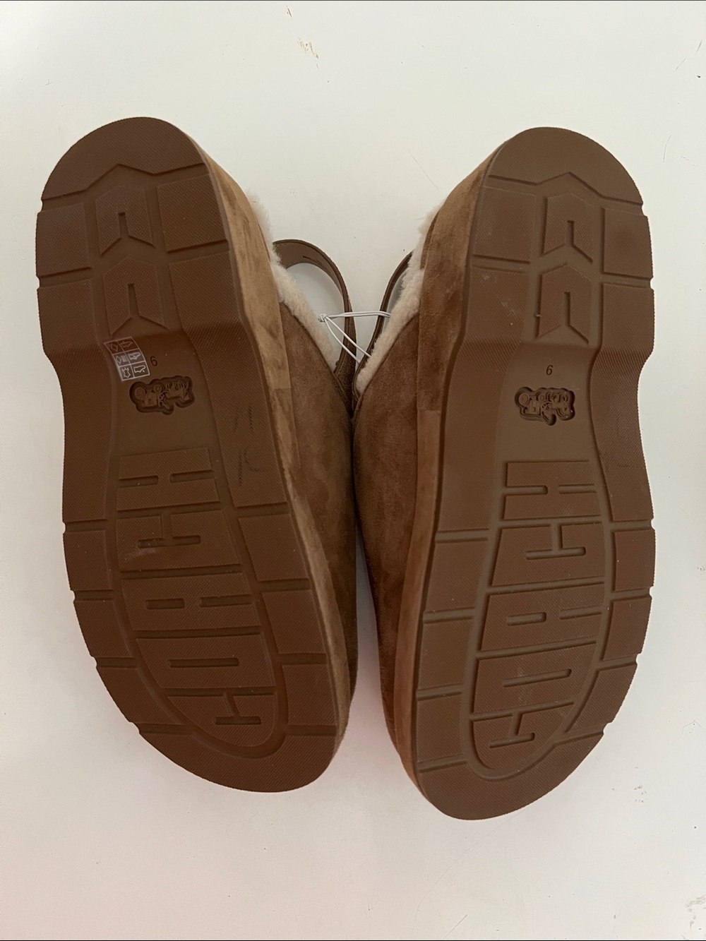 Coach Chestnut Suede Shearling-Trim Clog Mules - Picture 10 of 14